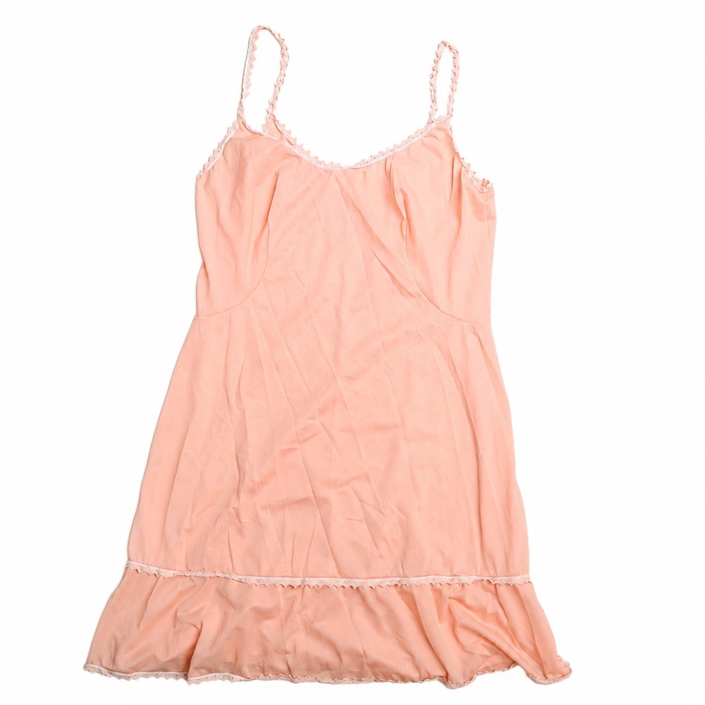 Vintage Emilio Cavallini Slip Dress III Peach Coral Lace Ruffle Italy Lingerie